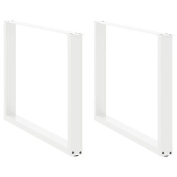 Pieds de table à manger en U 2 pièces Blanc 100 x (72-73) cm Acier 