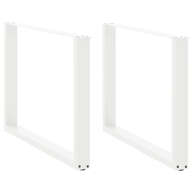 Pieds de table à manger en U 2 pièces Blanc 100 x (72-73) cm Acier 