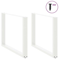 Pieds de table à manger en U 2 pièces Blanc 100 x (72-73) cm Acier 