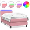 Sommier à lattes de lit avec matelas rose 100x220 cm velours 