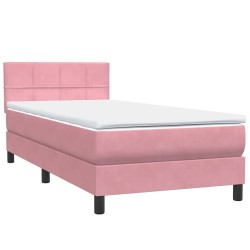 Sommier à lattes de lit avec matelas rose 100x220 cm velours 