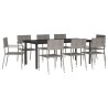 Ensemble à manger de jardin 9pcs gris/noir résine tressée/acier 