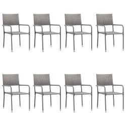 Ensemble à manger de jardin 9pcs gris/noir résine tressée/acier 
