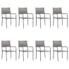 Ensemble à manger de jardin 9pcs gris/noir résine tressée/acier 
