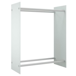 Portant de bois de chauffage Blanc 80x35x100 cm Verre trempé 