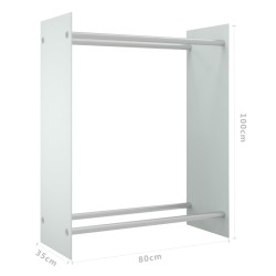 Portant de bois de chauffage Blanc 80x35x100 cm Verre trempé 