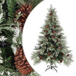 Sapin de Noël avec pommes de pin Vert et blanc 150 cm PVC et PE 