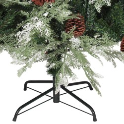 Sapin de Noël avec pommes de pin Vert et blanc 150 cm PVC et PE 