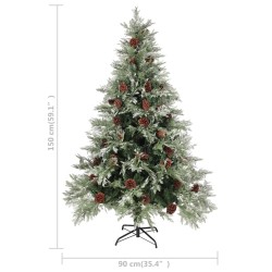 Sapin de Noël avec pommes de pin Vert et blanc 150 cm PVC et PE 