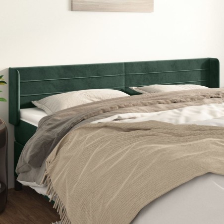 Tête de lit avec oreilles Vert foncé 183x16x78/88 cm Velours 