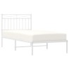 Cadre de lit métal sans matelas avec tête de lit blanc 90x190cm 