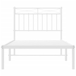 Cadre de lit métal sans matelas avec tête de lit blanc 90x190cm 