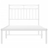 Cadre de lit métal sans matelas avec tête de lit blanc 90x190cm 