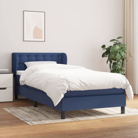 Sommier à lattes de lit avec matelas Bleu 90x200 cm Tissu 