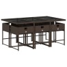 Ensemble à manger de jardin et coussins 7 pcs marron rotin 