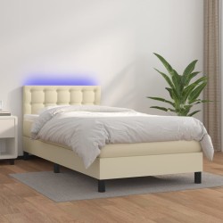 Sommier à lattes de lit avec matelas et LED Crème 100x200 cm 