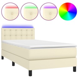 Sommier à lattes de lit avec matelas et LED Crème 100x200 cm 