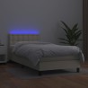 Sommier à lattes de lit avec matelas et LED Crème 100x200 cm 