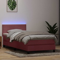 Sommier à lattes de lit avec matelas rose 100x210 cm velours 