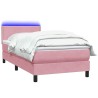 Sommier à lattes de lit avec matelas rose 100x210 cm velours 