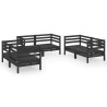 Salon de jardin 6 pcs Noir Bois de pin massif 