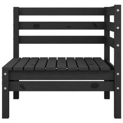 Salon de jardin 6 pcs Noir Bois de pin massif 