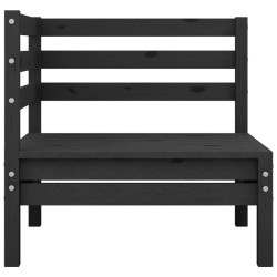 Salon de jardin 6 pcs Noir Bois de pin massif 