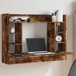Bureau mural chêne fumé 105x48x75 cm bois d'ingénierie 