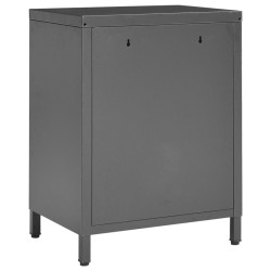 Table de chevet Anthracite 40x30x54,5 cm Acier et verre 