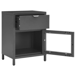 Table de chevet Anthracite 40x30x54,5 cm Acier et verre 