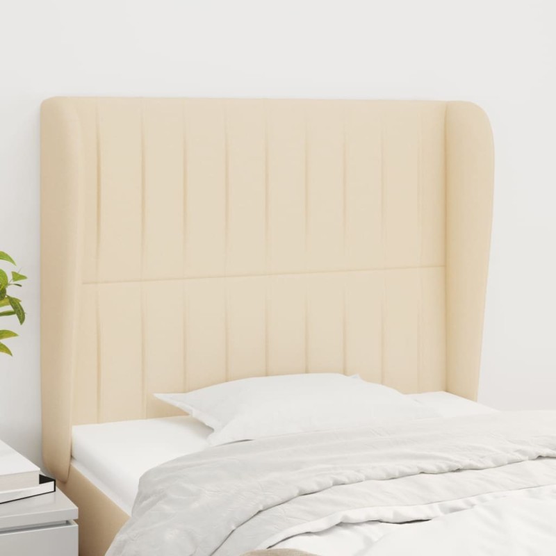 Tête de lit avec oreilles Crème 83x23x118/128 cm Tissu 
