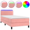 Sommier à lattes de lit avec matelas LED Rose 90x190 cm Velours 