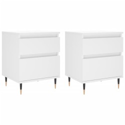 Tables de chevet 2 pcs blanc 40x35x50 cm bois d’ingénierie 