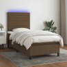 Sommier à lattes de lit et matelas et LED Marron foncé 90x200cm 