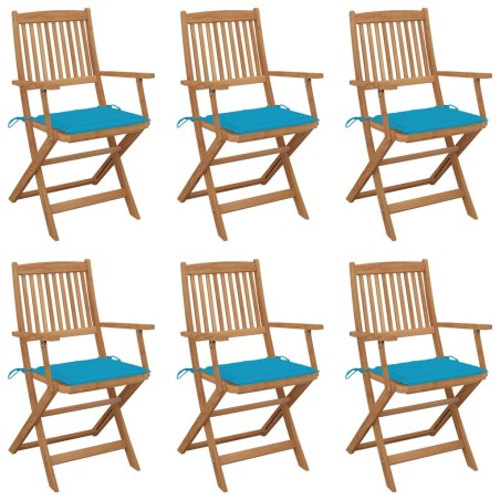 Chaises pliables de jardin lot de 6 avec coussins Bois d'acacia 