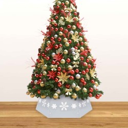 Jupe de sapin de Noël Argenté et blanc Ø68x25 cm 