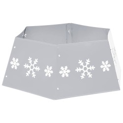 Jupe de sapin de Noël Argenté et blanc Ø68x25 cm 