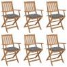 Chaises pliables de jardin lot de 6 avec coussins Bois d'acacia 