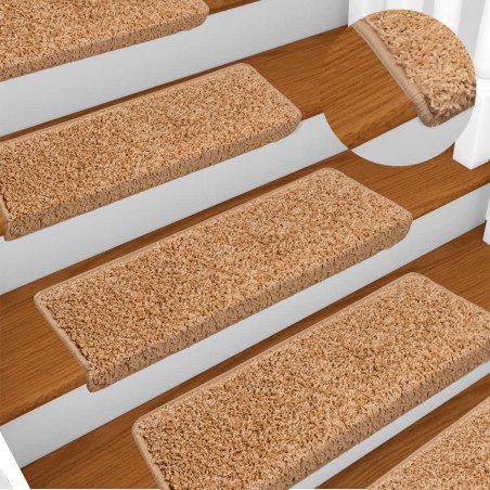Tapis d'escalier 15 pcs 65x21x4 cm Beige 