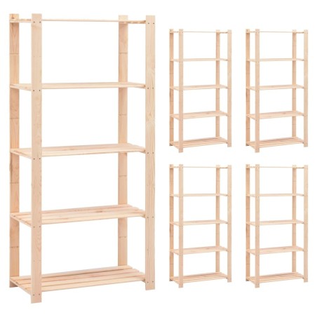 Étagères de rangement à 5 niveaux 5 pcs 80x38x170 cm Pin 250 kg 