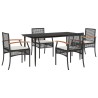 Ensemble à manger de jardin coussins 5pcs Noir Résine tressée 