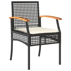Ensemble à manger de jardin coussins 5pcs Noir Résine tressée 
