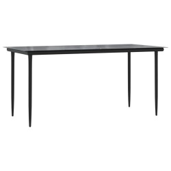 Ensemble à manger de jardin coussins 5pcs Noir Résine tressée 