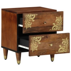 Cabinet de chevet 40x33x46 cm en bois massif de manguier 