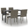 Ensemble à manger de jardin coussins 5 pcs noir et gris 