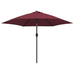 Parasol de jardin avec mât en métal rouge bordeaux 300 cm 