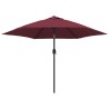 Parasol de jardin avec mât en métal rouge bordeaux 300 cm 