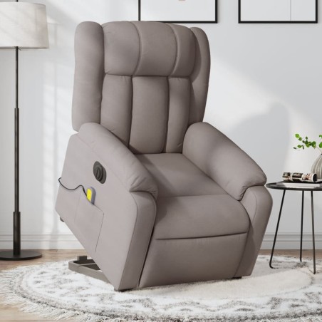 Fauteuil inclinable de massage électrique Taupe Tissu 