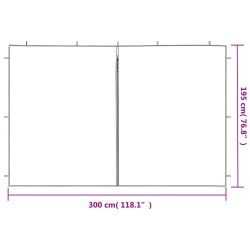 Paroi de tente de réception 2pcs fermeture éclair PE Anthracite 