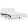 Lit avec matelas blanc et noir 160x200 cm similicuir 